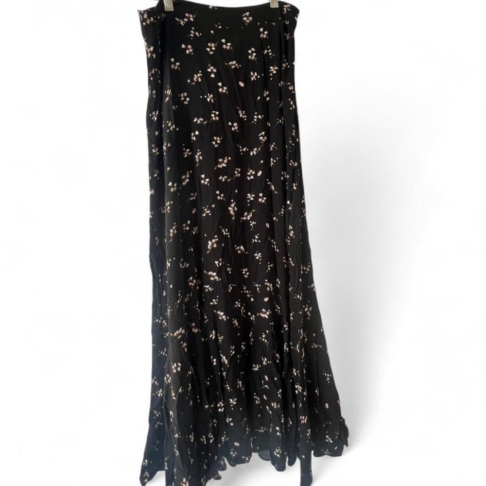 Free People Black Floral A-Line Maxi Skirt